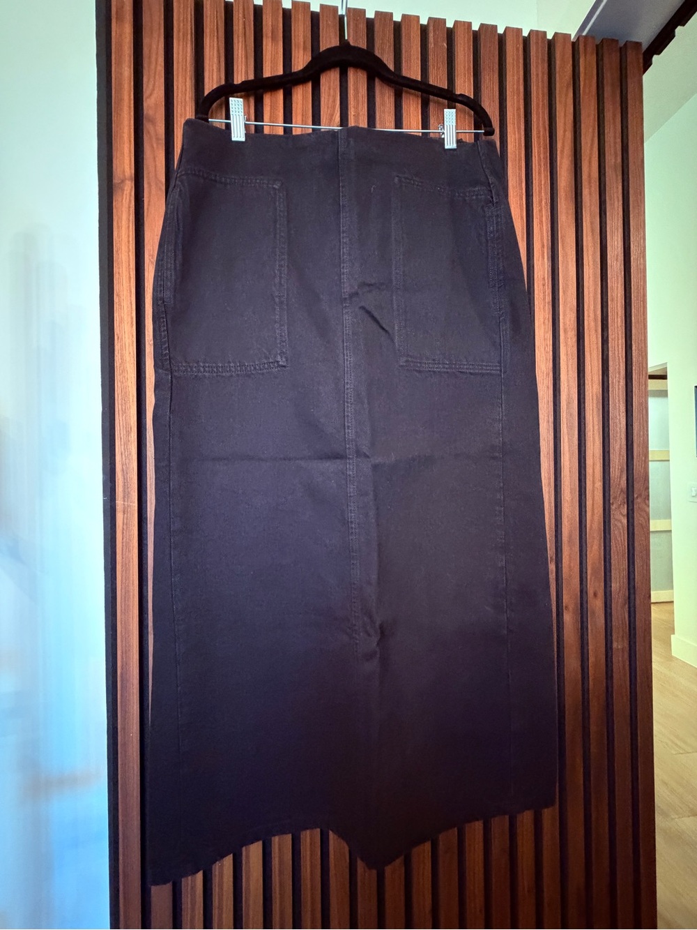 Massimo Dutti Black Straight Midi Skirt-Pants Hybrid